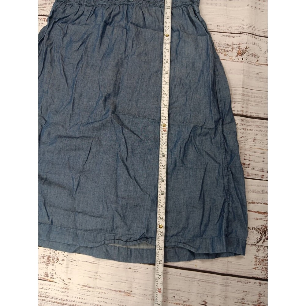 Old Navy Mini Dress Women's Small Blue Chambray Sleeveless Ruffle Neck Hem - Picture 9 of 9